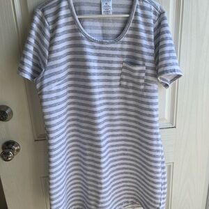 Gray and White Striped Dress